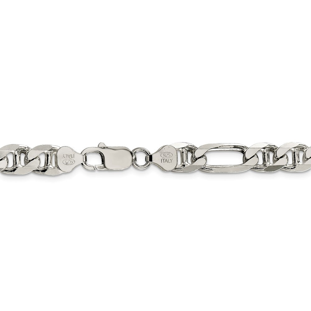 Alternate view of the Mens 7.75mm Sterling Silver Solid Figaro Anchor Chain Necklace by The Black Bow Jewelry Co.