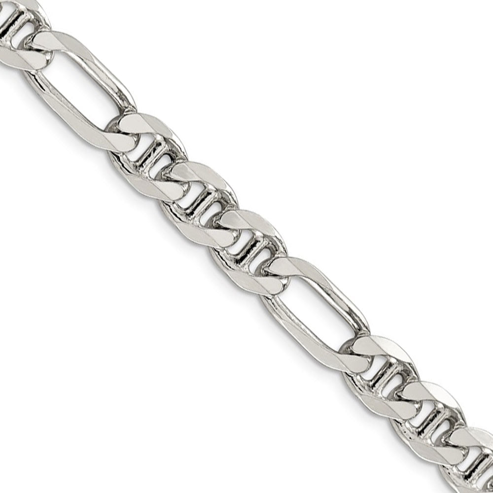 Mens 7.75mm Sterling Silver Solid Figaro Anchor Chain Necklace
