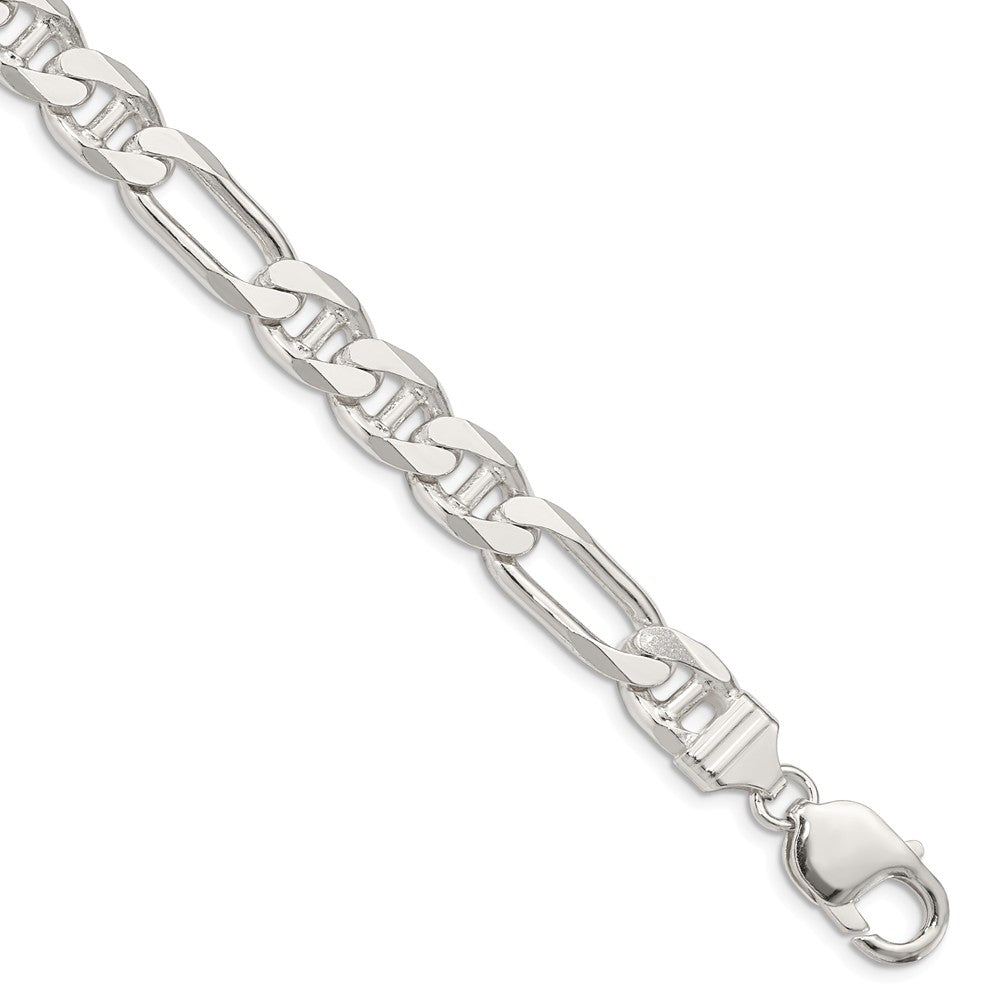Mens 8.75mm Sterling Silver Solid Figaro Anchor Chain Bracelet