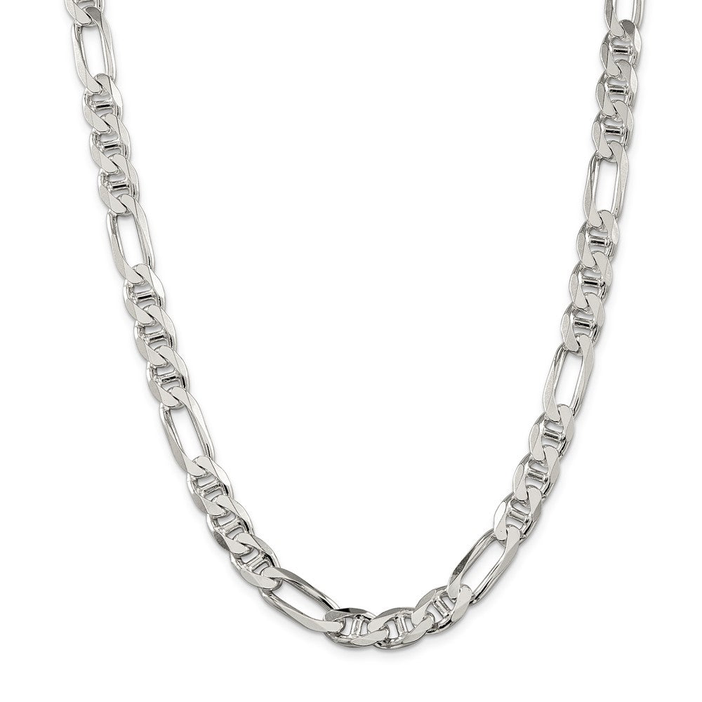 Alternate view of the Mens 8.75mm Sterling Silver Solid Figaro Anchor Chain Necklace by The Black Bow Jewelry Co.