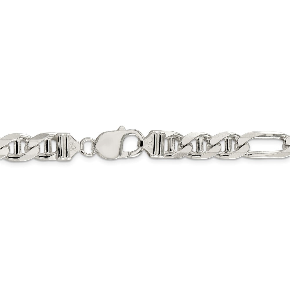 Alternate view of the Mens 8.75mm Sterling Silver Solid Figaro Anchor Chain Necklace by The Black Bow Jewelry Co.
