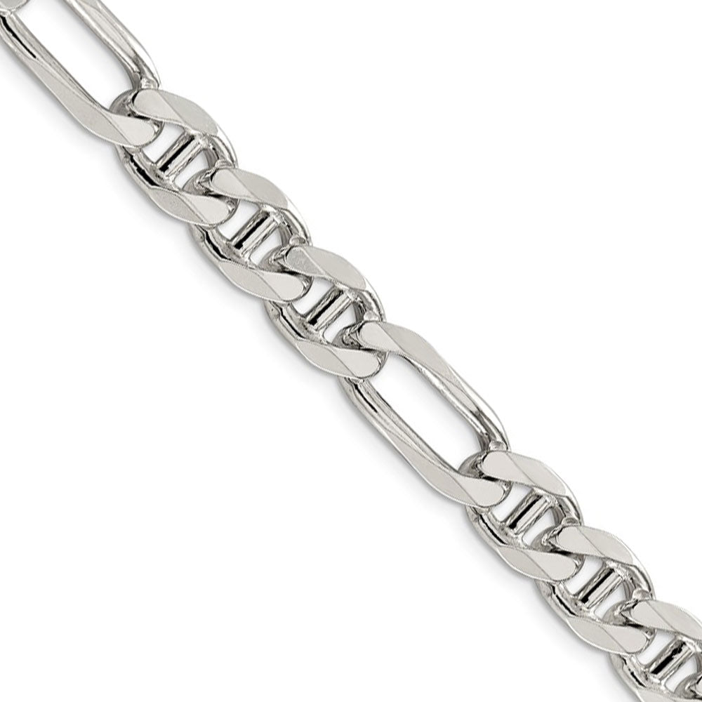 Mens 8.75mm Sterling Silver Solid Figaro Anchor Chain Necklace