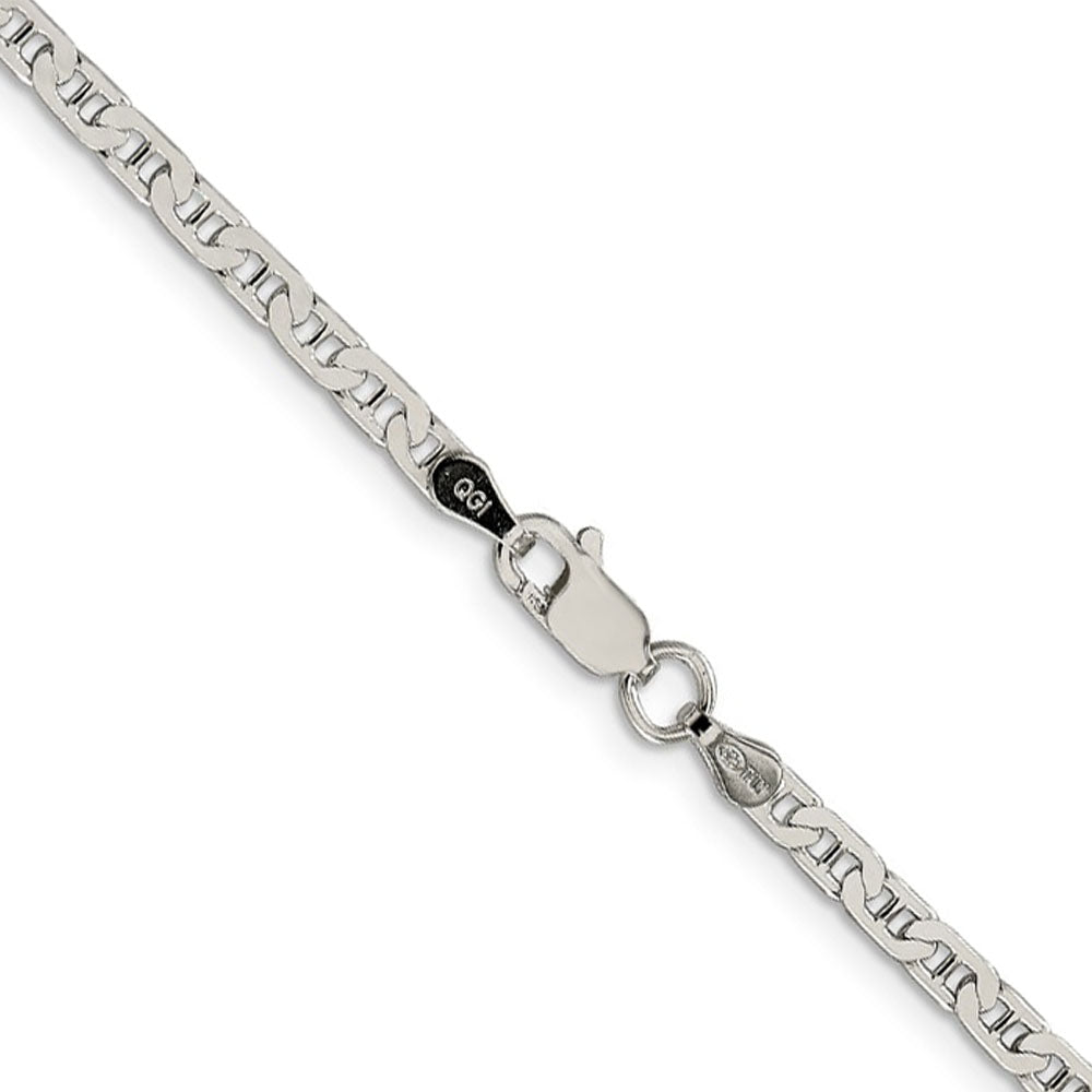 Alternate view of the 3mm, Sterling Silver, Flat Anchor Chain Anklet or Bracelet by The Black Bow Jewelry Co.