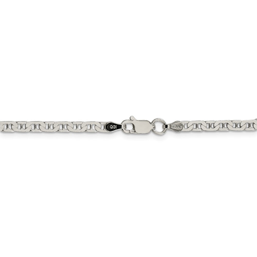 Alternate view of the 3mm, Sterling Silver, Flat Anchor Chain Anklet or Bracelet by The Black Bow Jewelry Co.