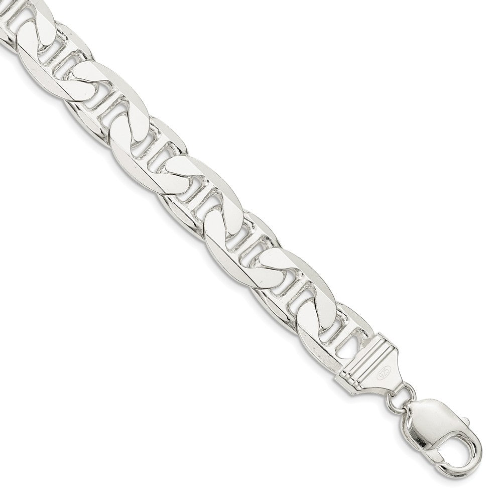 Men&#39;s 11.5mm, Sterling Silver, Solid Anchor Chain Bracelet, Item C8619-B by The Black Bow Jewelry Co.