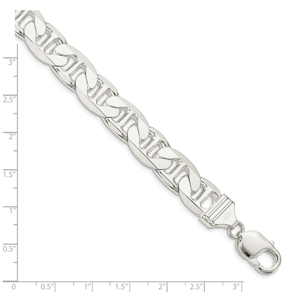 Alternate view of the Men&#39;s 11.5mm, Sterling Silver, Solid Anchor Chain Bracelet by The Black Bow Jewelry Co.