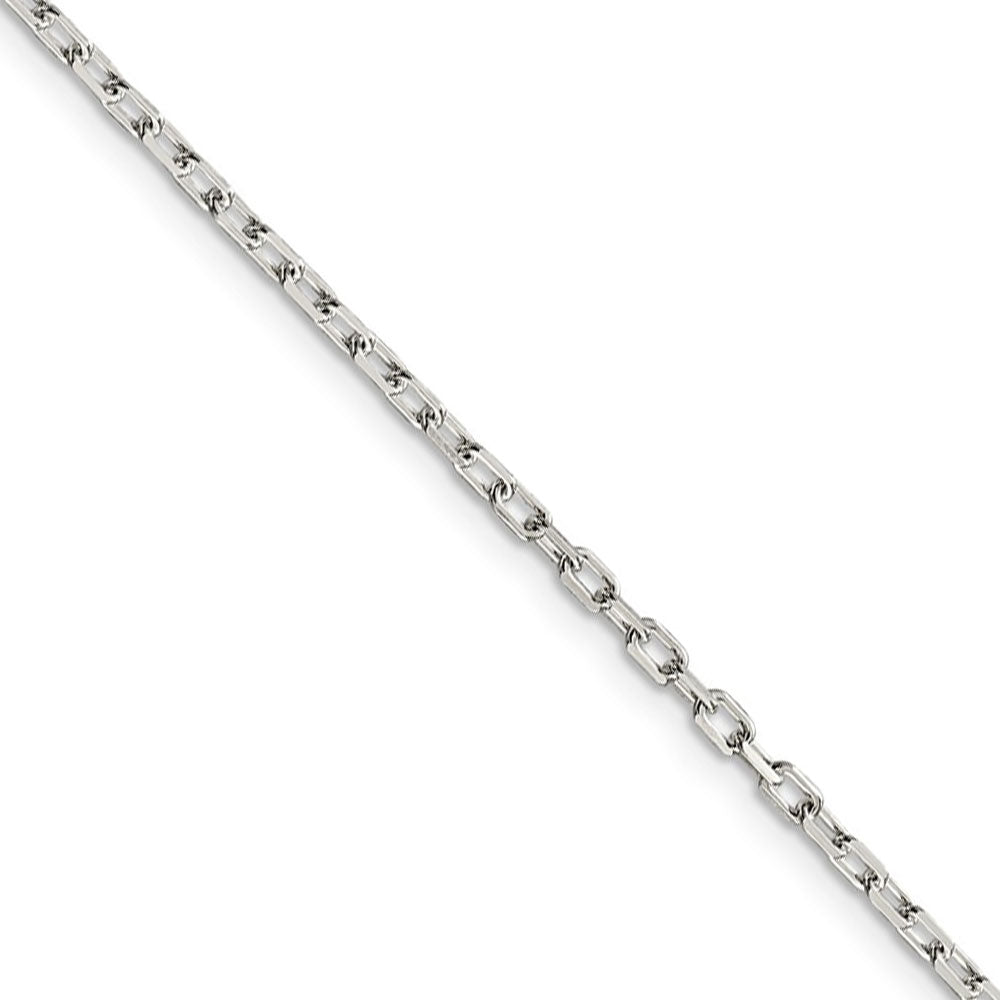 2.2mm Sterling Silver D/C Solid Elongated Cable Chain Necklace