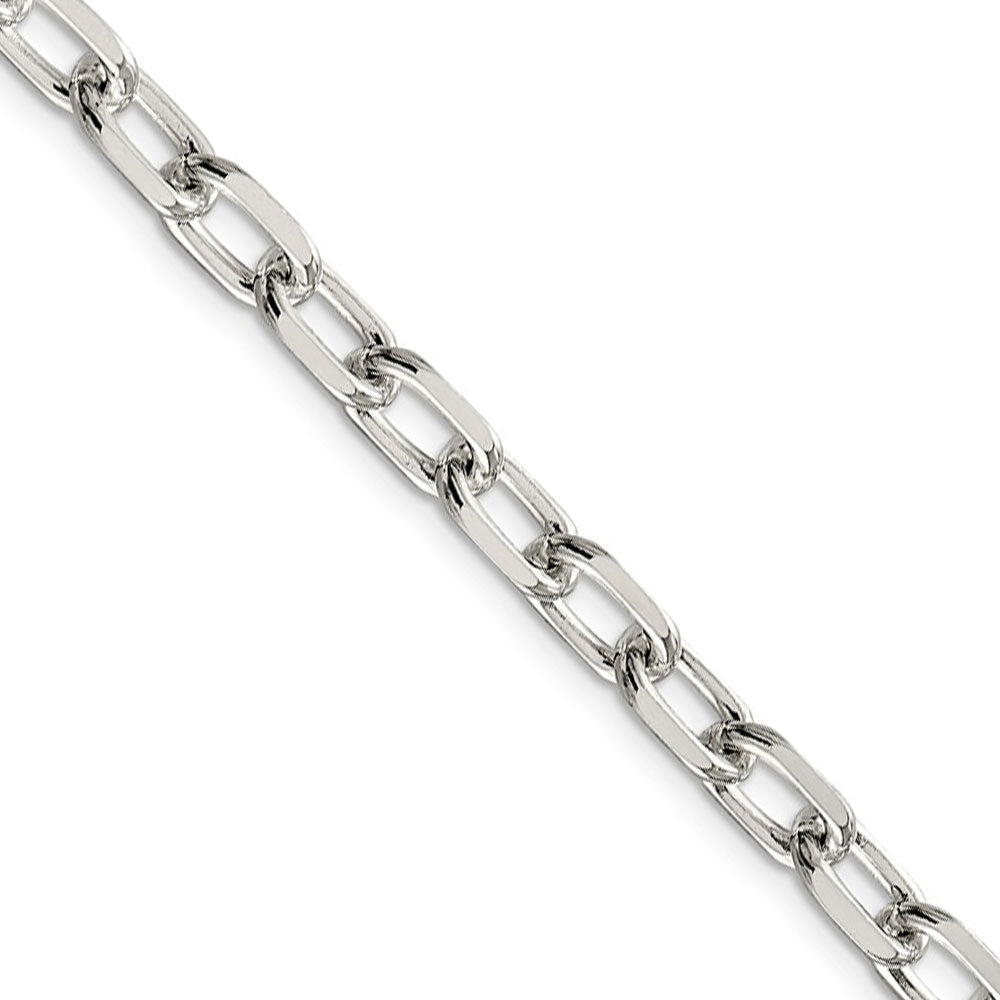 Men&#39;s 6.5mm Sterling Silver D/C Solid Elongated Cable Chain Necklace, Item C8626 by The Black Bow Jewelry Co.