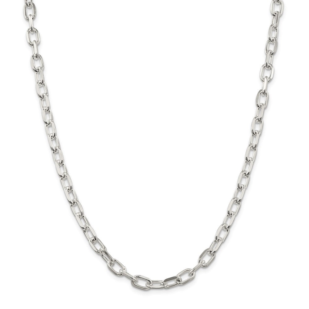 Alternate view of the Men&#39;s 6.5mm Sterling Silver D/C Solid Elongated Cable Chain Necklace by The Black Bow Jewelry Co.