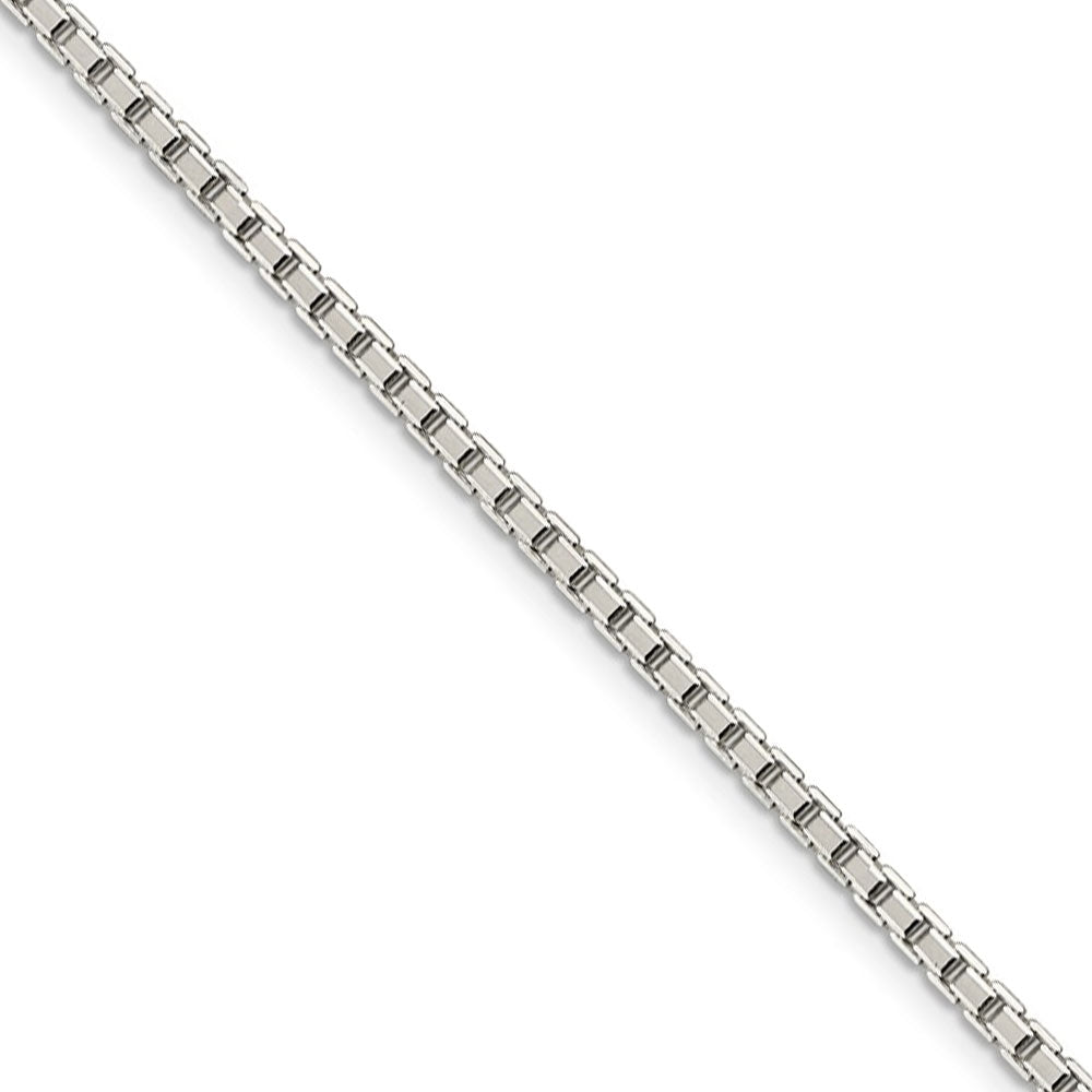 2.5mm Sterling Silver Diamond Cut Solid Octagonal Box Chain Necklace, Item C8630 by The Black Bow Jewelry Co.