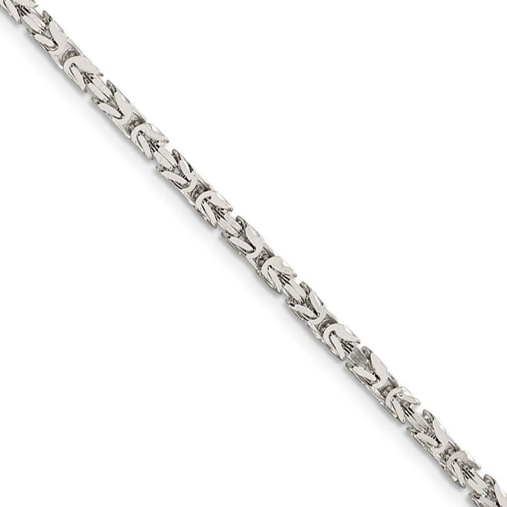 2.5mm, Sterling Silver, Solid Byzantine Chain Necklace