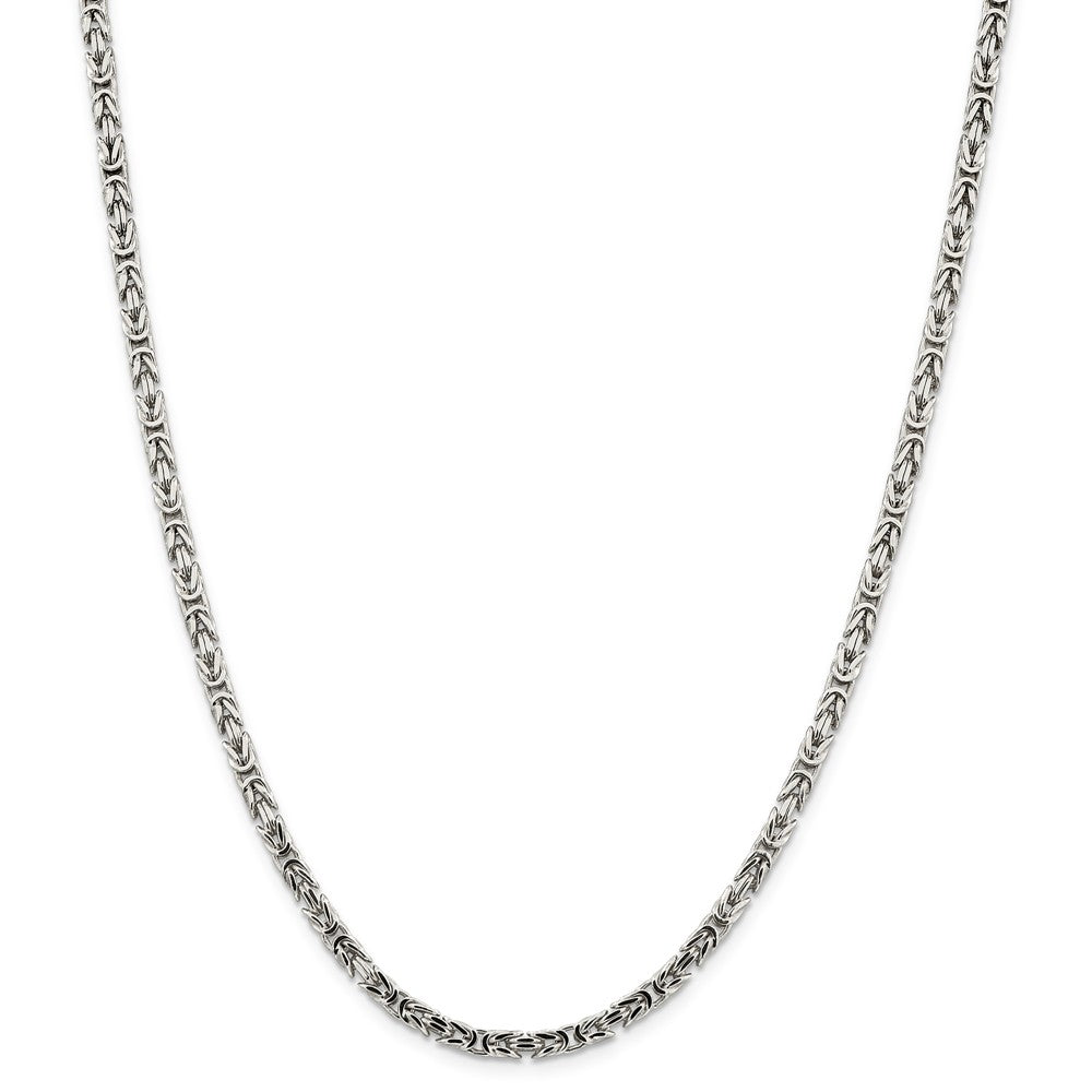 Alternate view of the 3.25mm, Sterling Silver, Solid Byzantine Chain Necklace by The Black Bow Jewelry Co.