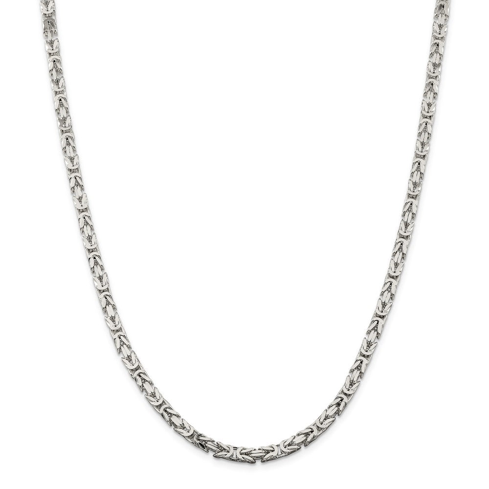 Alternate view of the 4.25mm, Sterling Silver, Solid Byzantine Chain Necklace by The Black Bow Jewelry Co.