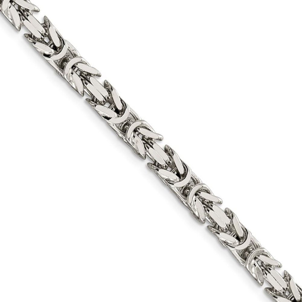 Men&#39;s 5mm, Sterling Silver, Solid Byzantine Chain Necklace, Item C8647 by The Black Bow Jewelry Co.