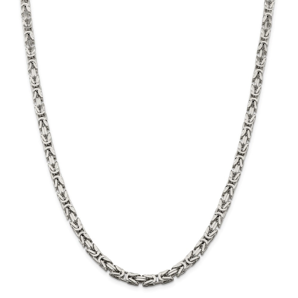 Alternate view of the Men&#39;s 5mm, Sterling Silver, Solid Byzantine Chain Necklace by The Black Bow Jewelry Co.