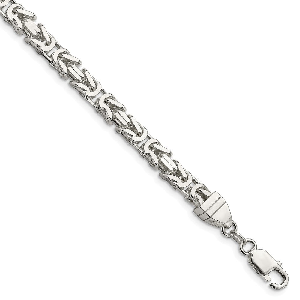 Mens 6mm Sterling Silver Square Solid Byzantine Chain Bracelet, 8 Inch, Item C8648-08 by The Black Bow Jewelry Co.