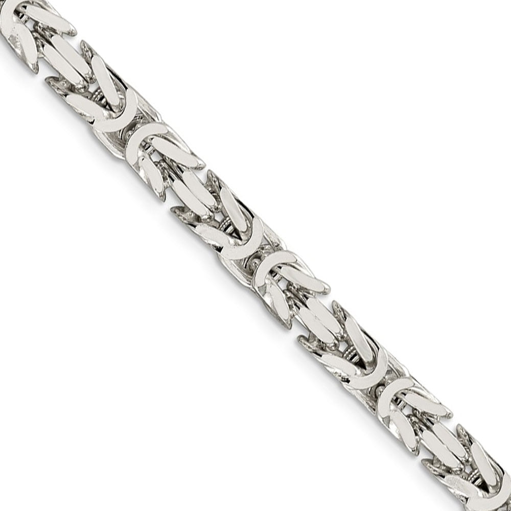Men&#39;s 6mm, Sterling Silver, Solid Byzantine Chain Necklace