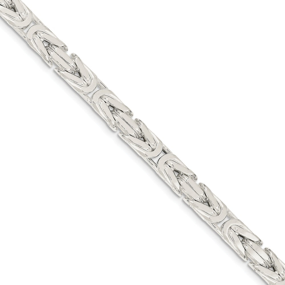 Mens 7.5mm Sterling Silver Square Solid Byzantine Chain Bracelet, 9in, Item C8650-09 by The Black Bow Jewelry Co.
