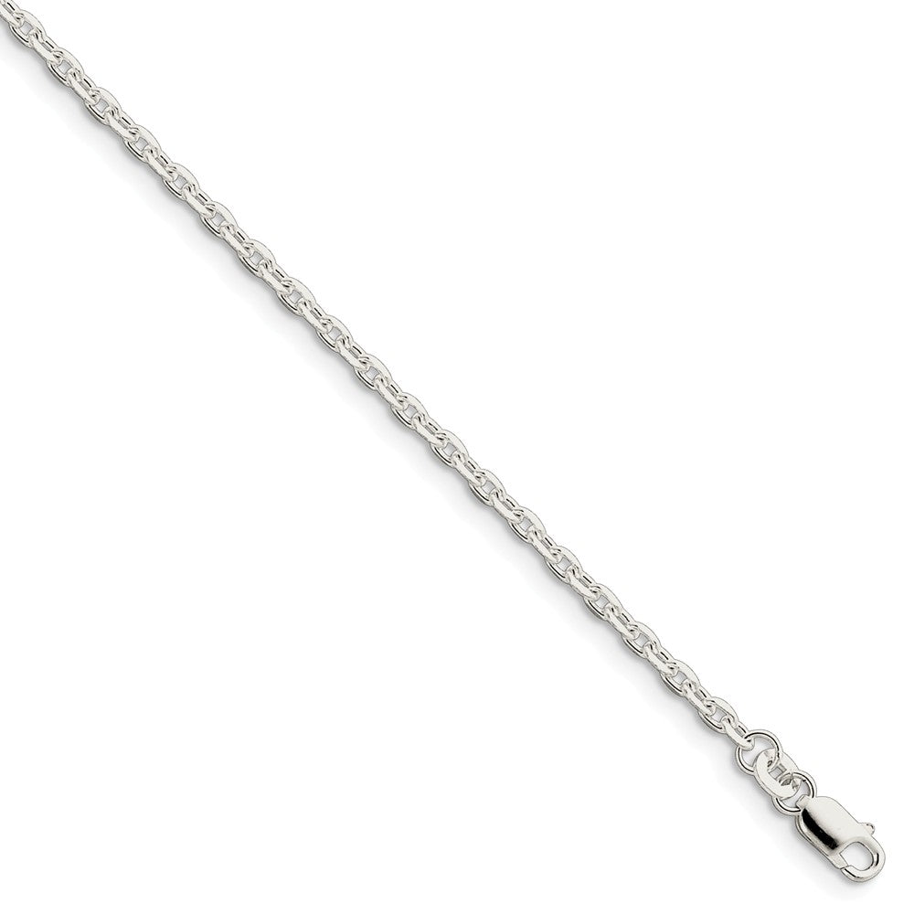 2.75mm, Sterling Silver Solid Beveled Cable Chain Bracelet