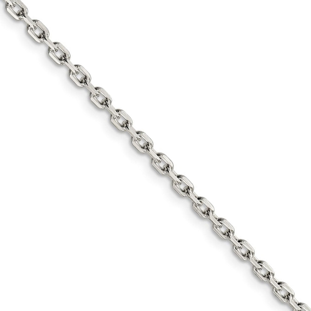 2.75mm Sterling Silver Solid Beveled Oval Cable Chain Necklace, Item C8655 by The Black Bow Jewelry Co.