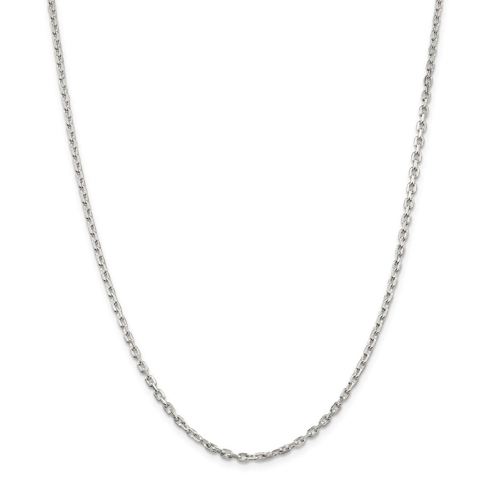 Men's Heavy Flat Edge Silver Cable Chain Necklace 22 Inches