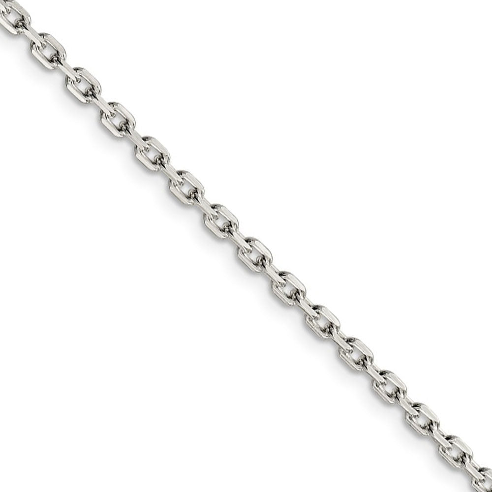 2.75mm Sterling Silver Solid Beveled Oval Cable Chain Necklace