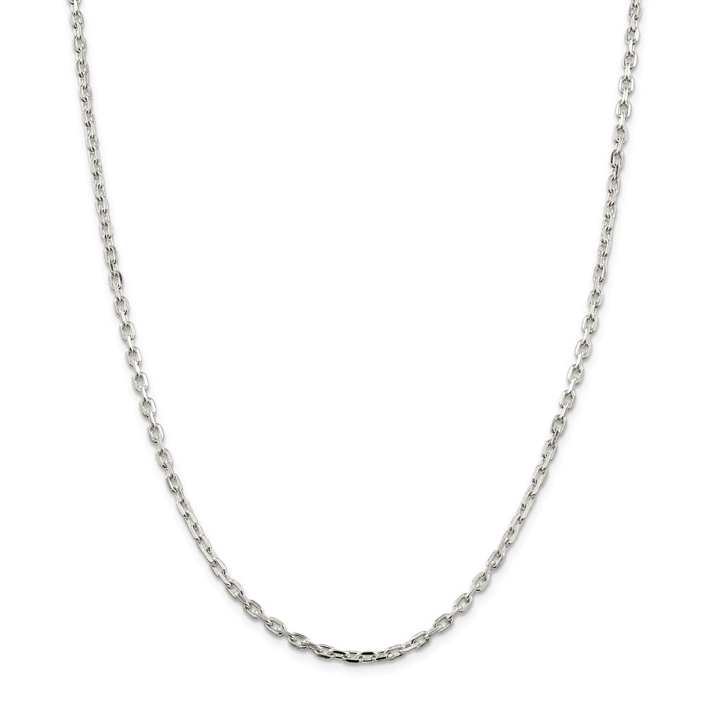 Alternate view of the 3.25mm Sterling Silver Solid Beveled Oval Cable Chain Necklace by The Black Bow Jewelry Co.