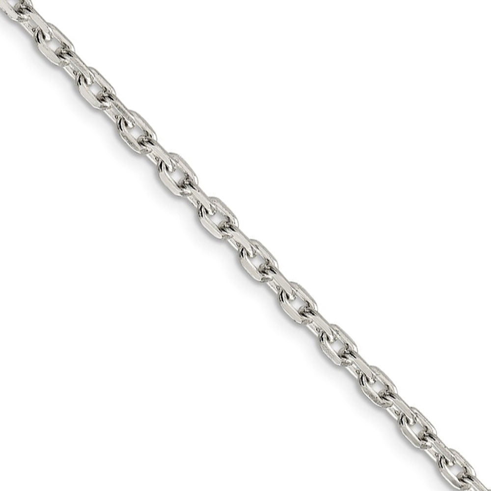 3.25mm Sterling Silver Solid Beveled Oval Cable Chain Necklace