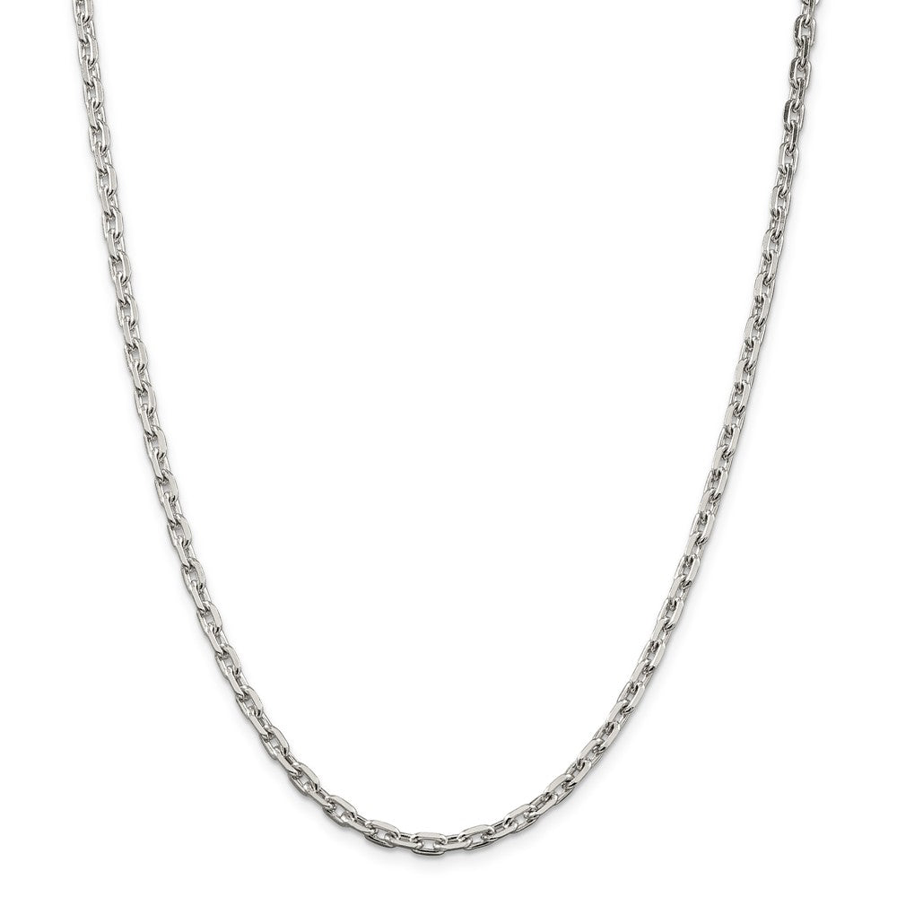 Alternate view of the 4mm Sterling Silver Solid Beveled Oval Cable Chain Necklace by The Black Bow Jewelry Co.