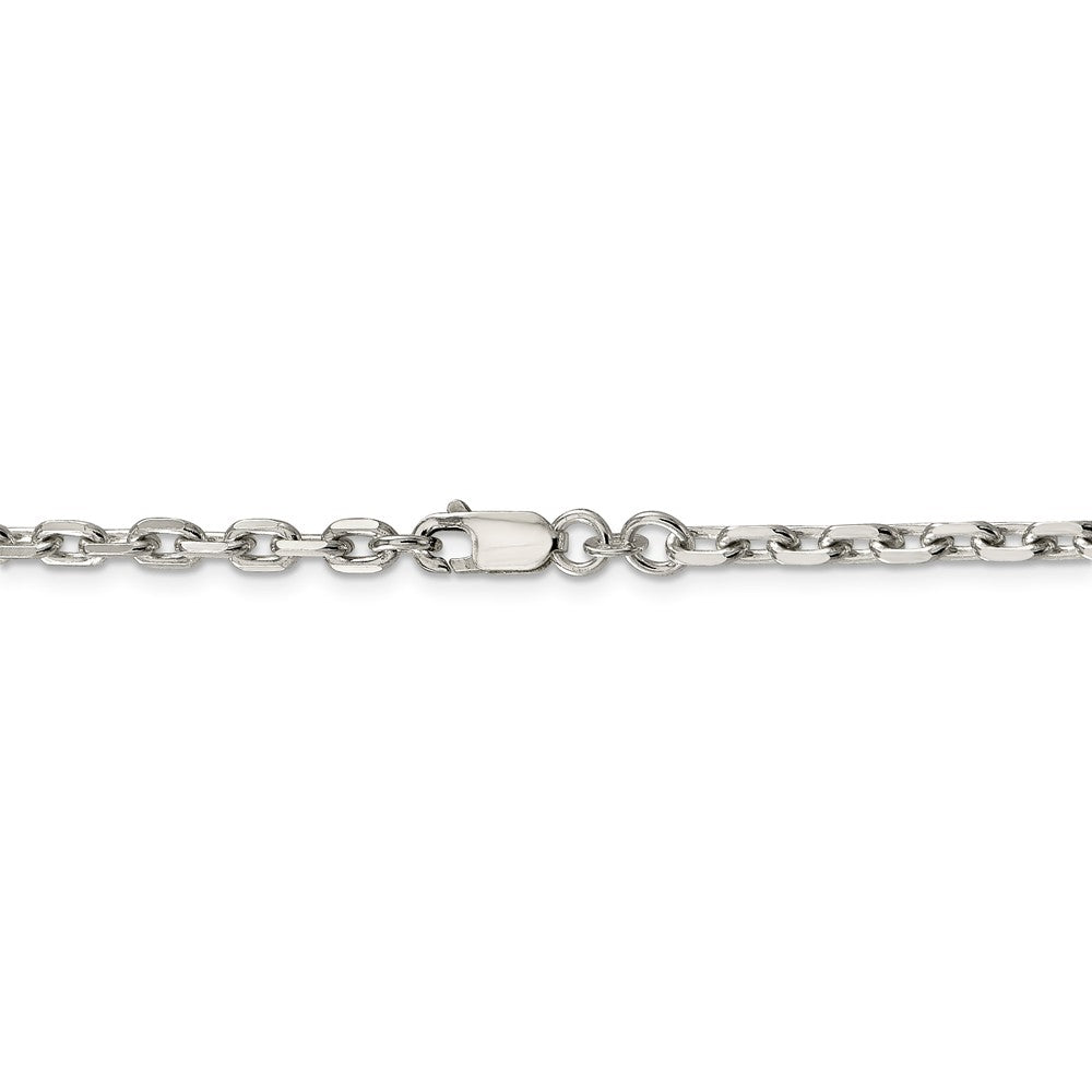 Alternate view of the 4mm Sterling Silver Solid Beveled Oval Cable Chain Necklace by The Black Bow Jewelry Co.
