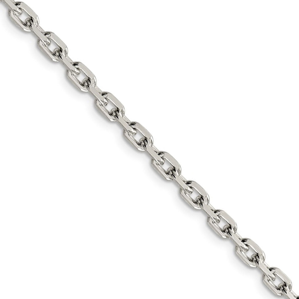 4mm Sterling Silver Solid Beveled Oval Cable Chain Necklace