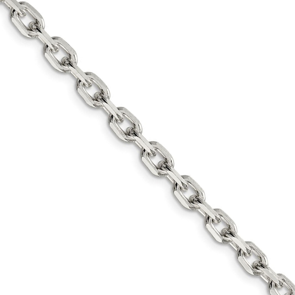4.9mm Sterling Silver Solid Beveled Oval Cable Chain Necklace