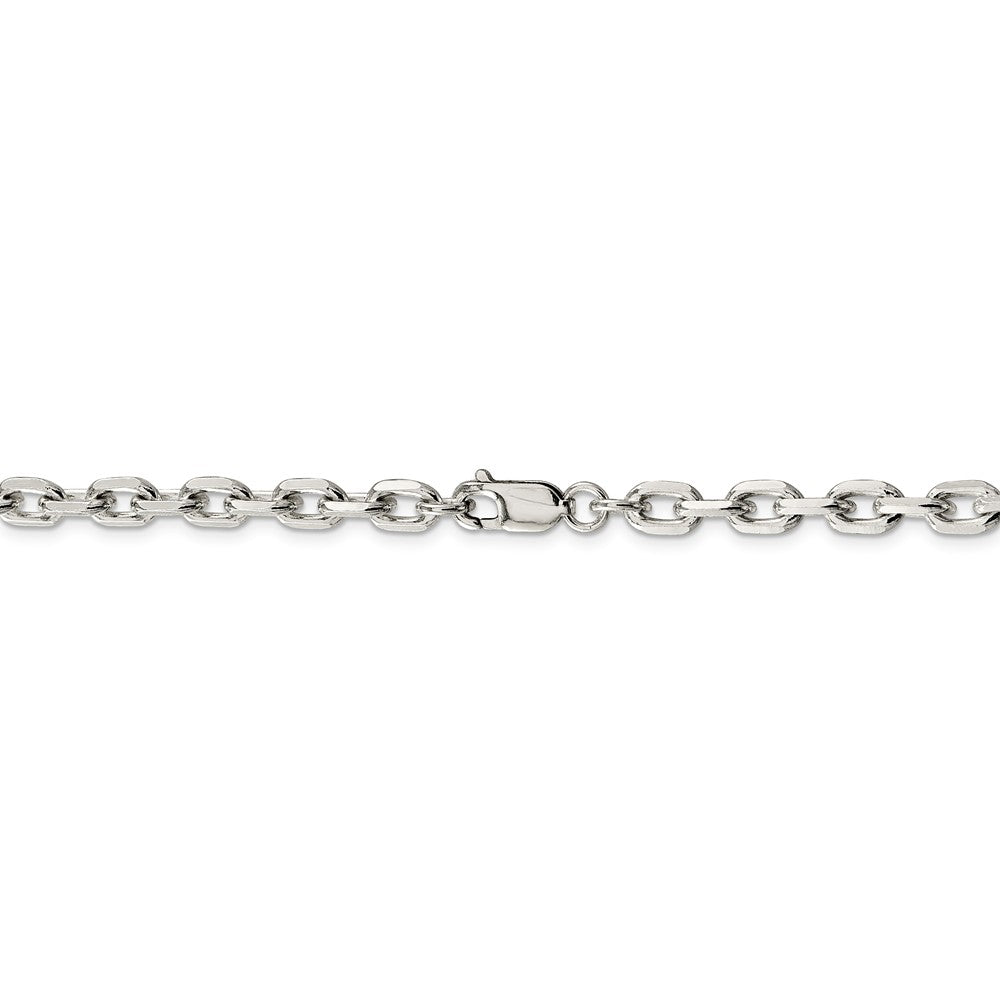 Alternate view of the 5.4mm Sterling Silver Solid Beveled Oval Cable Chain Necklace by The Black Bow Jewelry Co.