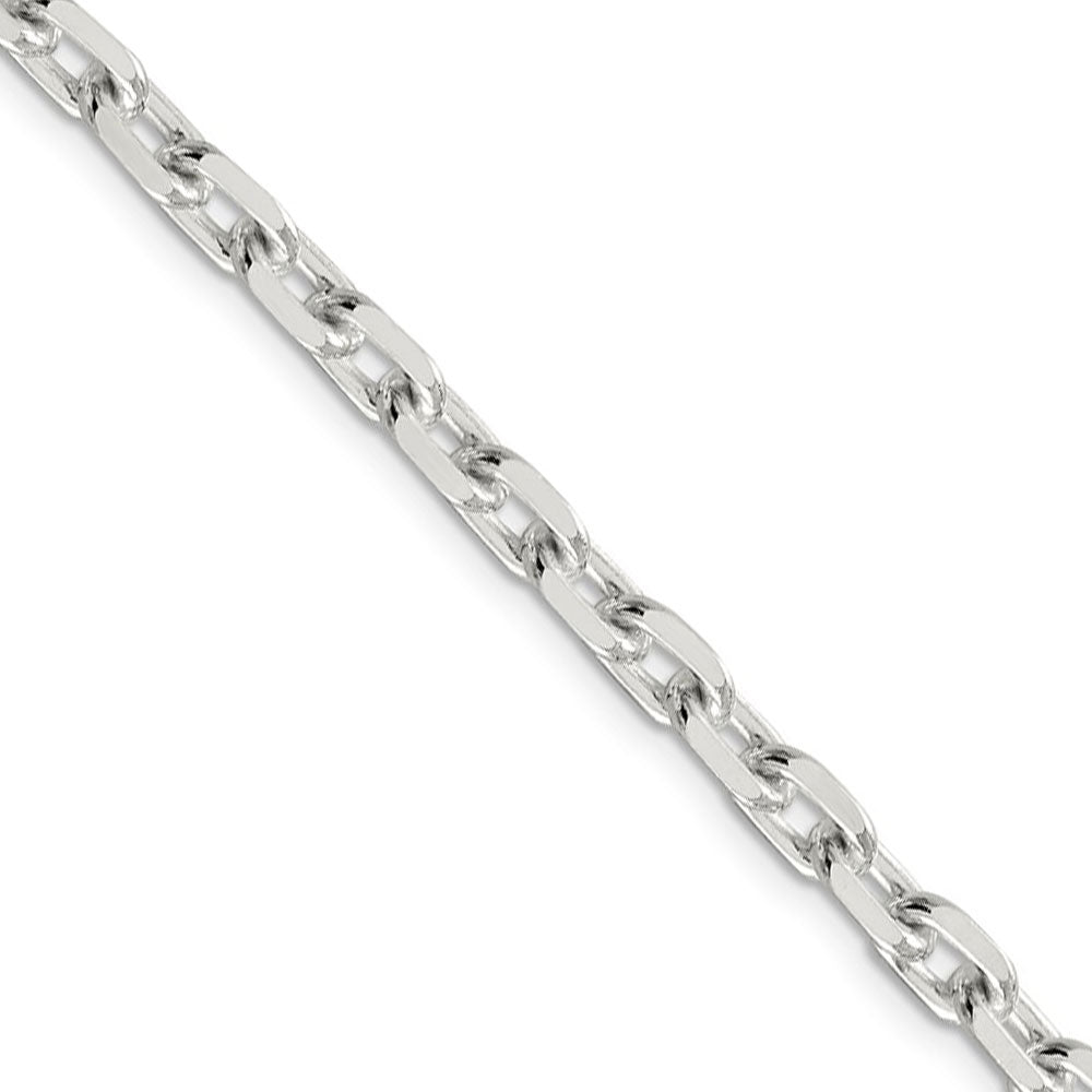 5.4mm Sterling Silver Solid Beveled Oval Cable Chain Necklace