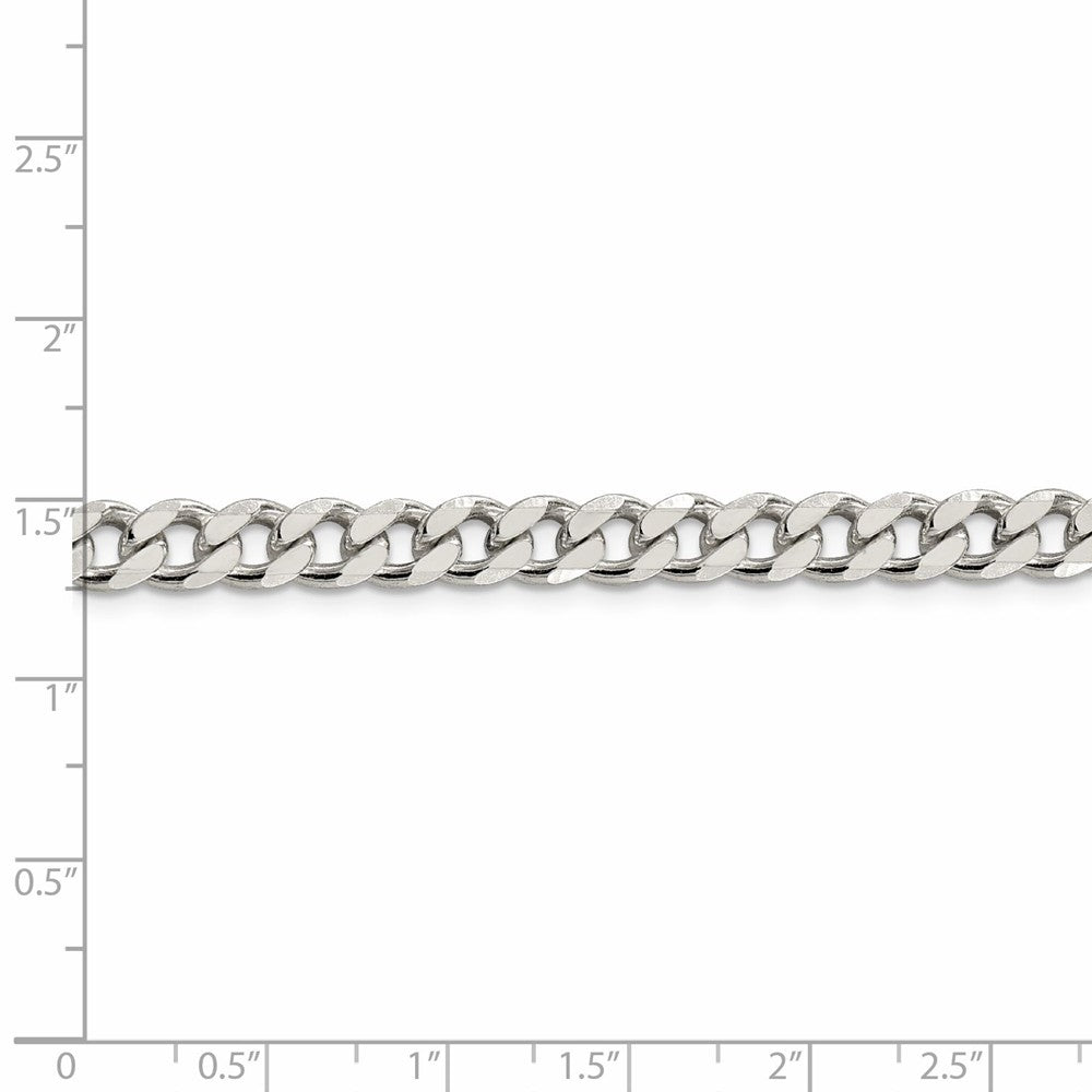 Alternate view of the Men&#39;s 7mm, Sterling Silver Solid Flat Curb Chain Bracelet by The Black Bow Jewelry Co.