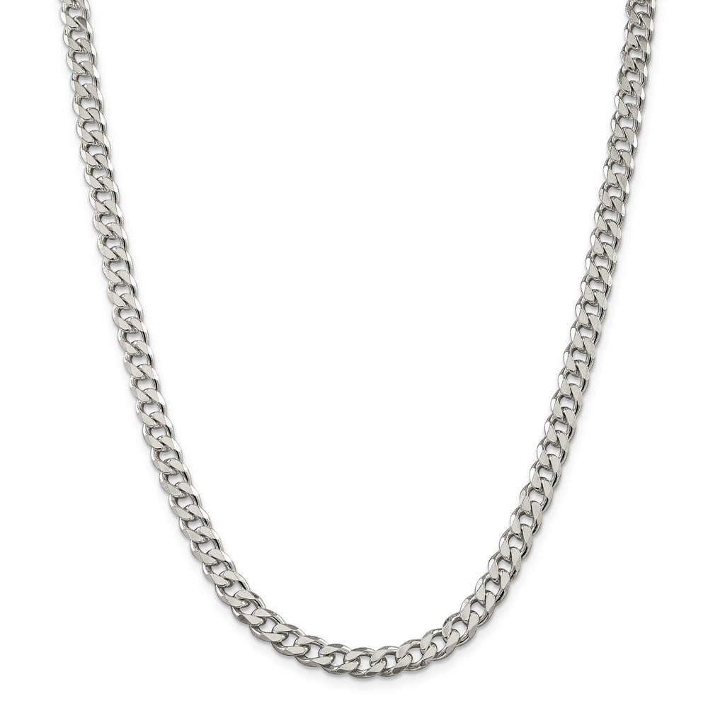 Alternate view of the Men&#39;s 7mm, Sterling Silver Solid Flat Curb Chain Necklace by The Black Bow Jewelry Co.