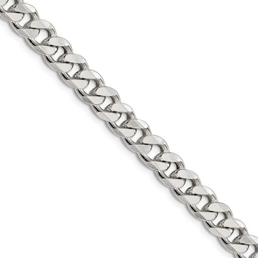 Men&#39;s 8mm, Sterling Silver Solid Flat Curb Chain Necklace, Item C8661 by The Black Bow Jewelry Co.