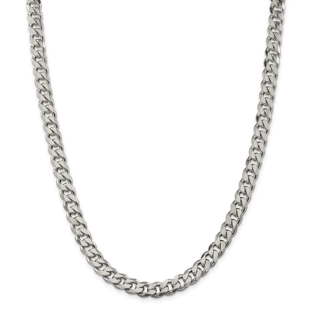 Alternate view of the Men&#39;s 8mm, Sterling Silver Solid Flat Curb Chain Necklace by The Black Bow Jewelry Co.