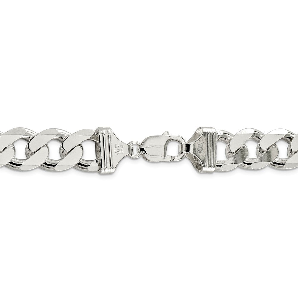 Alternate view of the Men&#39;s 15mm, Sterling Silver Solid Flat Curb Chain Bracelet by The Black Bow Jewelry Co.