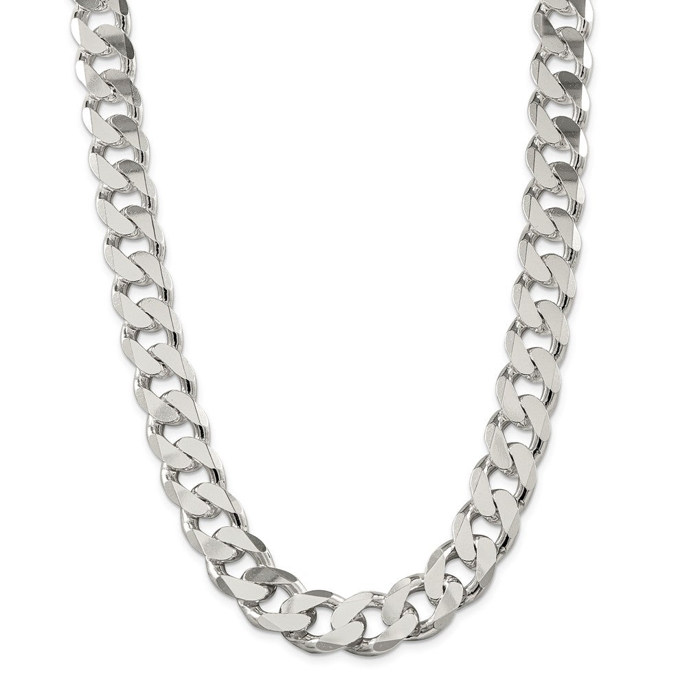 Alternate view of the Mens 16.2mm Sterling Silver Solid Flat Curb Chain Necklace by The Black Bow Jewelry Co.