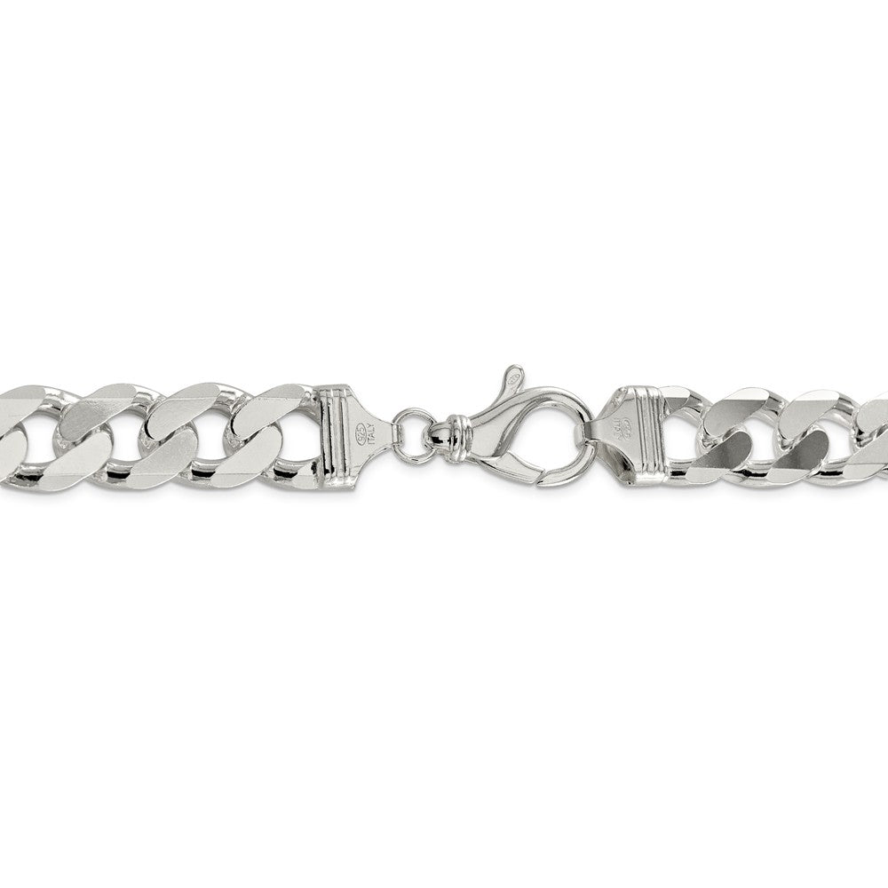 Alternate view of the Mens 16.2mm Sterling Silver Solid Flat Curb Chain Necklace by The Black Bow Jewelry Co.