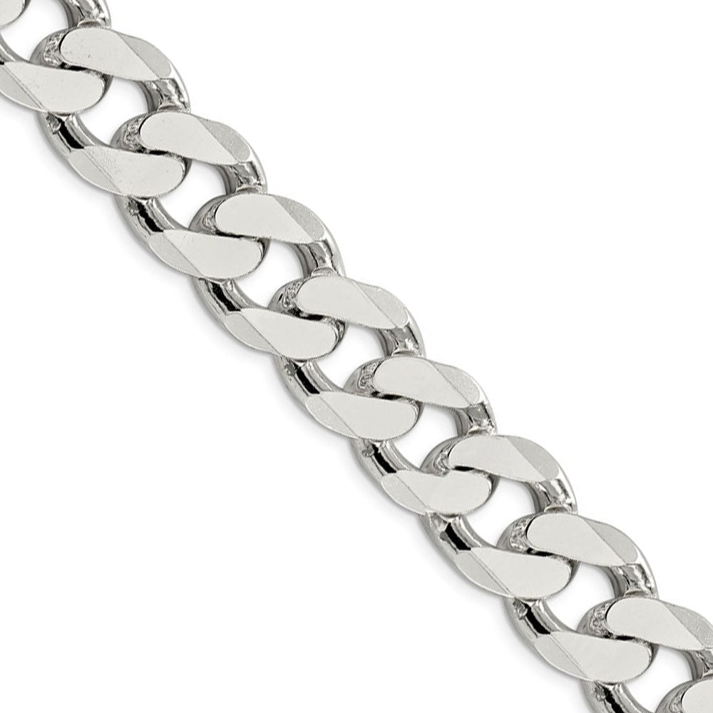 Mens 16.2mm Sterling Silver Solid Flat Curb Chain Necklace