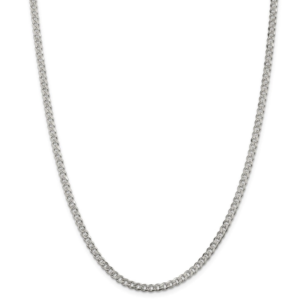 Alternate view of the 4mm, Sterling Silver Solid Pave Curb Chain Necklace by The Black Bow Jewelry Co.