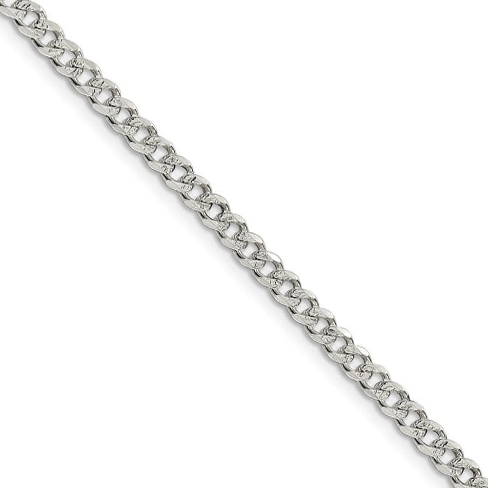 4mm, Sterling Silver Solid Pave Curb Chain Necklace