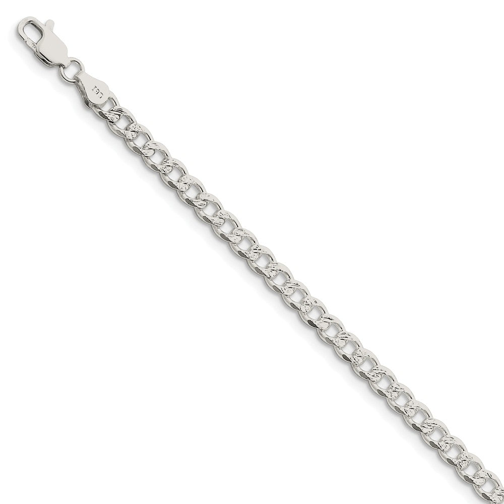 4.5mm, Sterling Silver Solid Pave Curb Chain Bracelet, Item C8667-B by The Black Bow Jewelry Co.