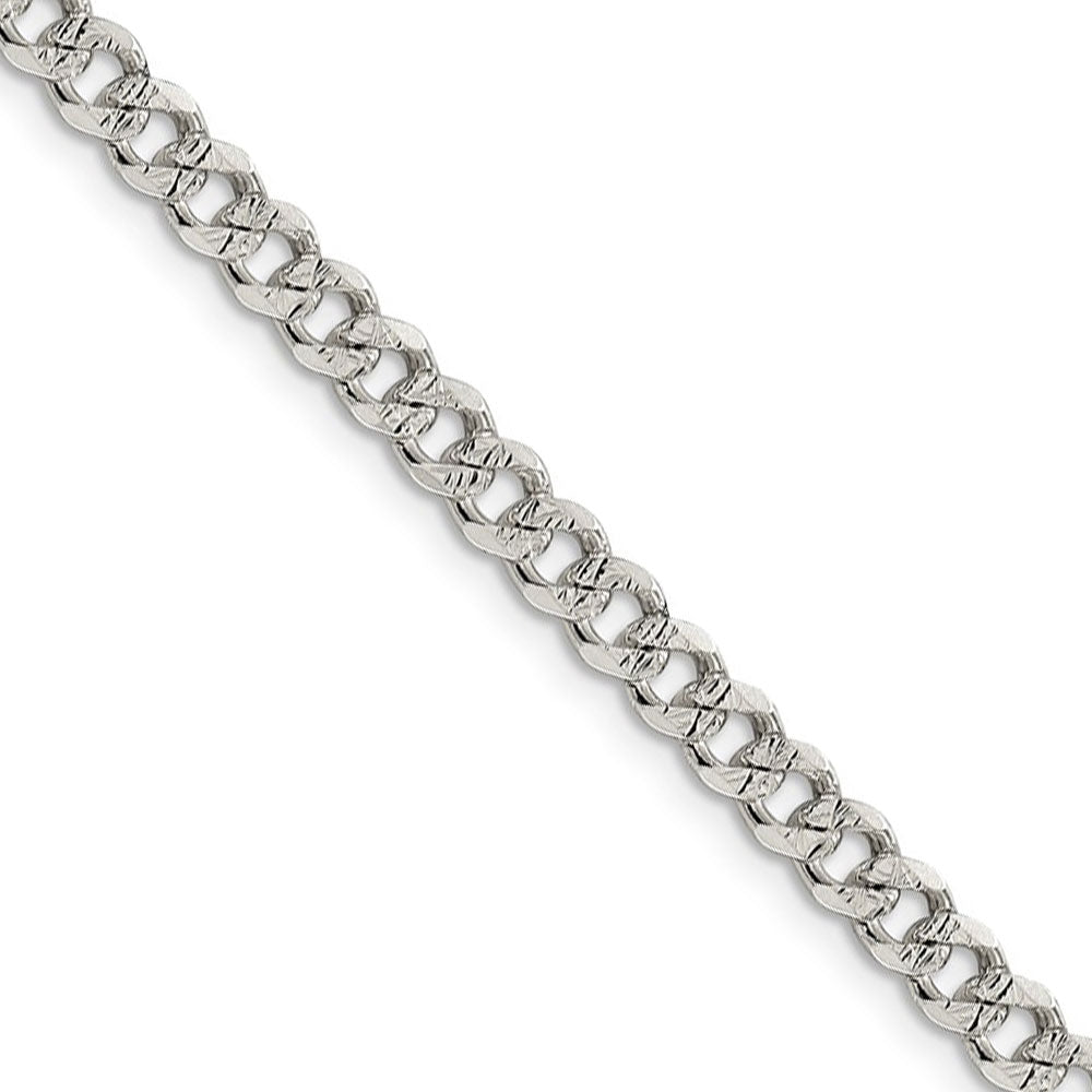 4.5mm, Sterling Silver Solid Pave Curb Chain Necklace, Item C8667 by The Black Bow Jewelry Co.