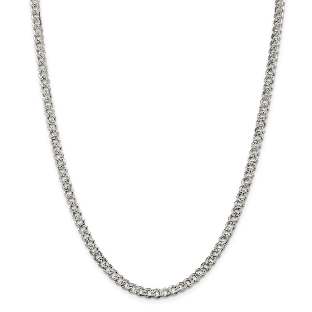 Alternate view of the 4.5mm, Sterling Silver Solid Pave Curb Chain Necklace by The Black Bow Jewelry Co.