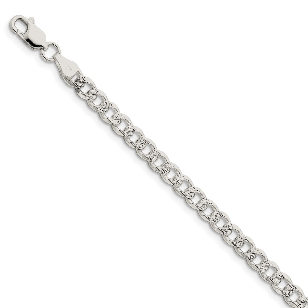 5.5mm, Sterling Silver Solid Pave Curb Chain Bracelet