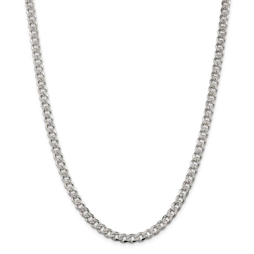 Alternate view of the 5.5mm, Sterling Silver Solid Pave Curb Chain Necklace by The Black Bow Jewelry Co.