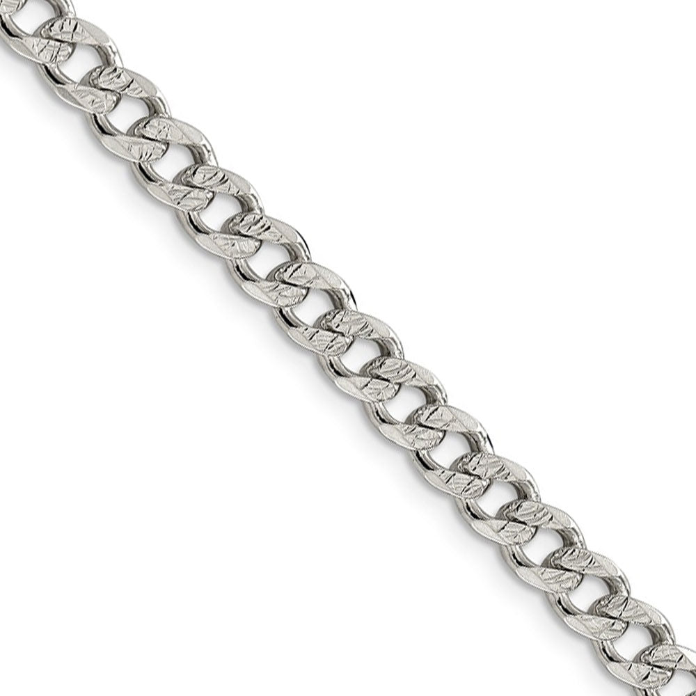 5.5mm, Sterling Silver Solid Pave Curb Chain Necklace